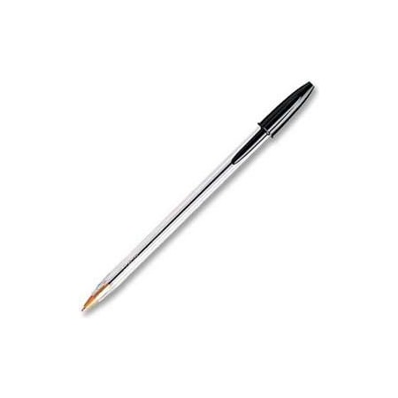 Bic Bic Cristal Ballpoint Stick Pen, Medium, Clear Barrel, Black Ink, Dozen MS11BK